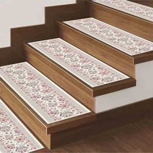 Printed Rug: Pink, Gray, Trendy, Modern, Stair <b>Step</b>, <b>Machine</b> Washable,Goblen - Product Image 1