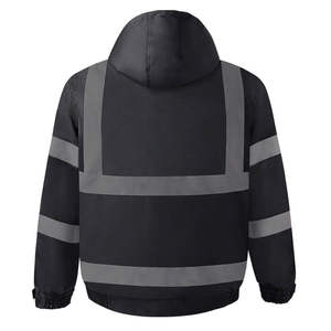 Veste de sécurité réfléchissante à capuche fabriquée en usine avec logo frontal, vêtements de travail d'hiver pour la construction - Product Image 2