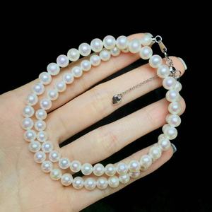Collier de perles d'eau douce blanches pour femmes, perles cultivées rondes de qualité AAA, fermoir en argent, bijoux de mariage classiques - Product Image 4