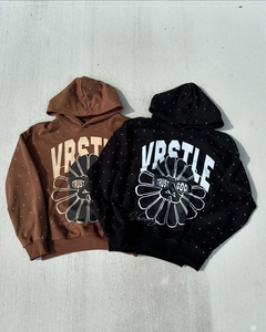 OEM Hommes Lourd 400GSM Respirant Polaire Survêtement À Séchage Rapide Évasé Ensemble Strass Sérigraphie Streetwear Gym Hiver - Product Image 1