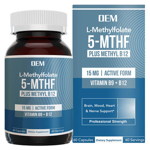 OEM/ODM L-Méthylfolate 5-MTHF Plus Coenzyme Méthyl B12 Vitamines en Capsules pour l'Humeur, la Méthylation de l'Homocystéine, la Cognition et les Nouveaux-nés - Product Image 1