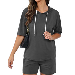 Sudaderas cortas con estilo para mujer, sudaderas con capucha con logotipo personalizado de alta calidad para mujer, sudadera recortada holgada para correr, conjuntos de sudaderas con capucha - Product Image 4