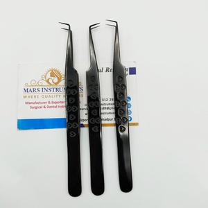 Professional Stainless Steel Plasma <b>Black</b> 90 Degree <b>Heart</b> Design Eyelash Extension Tweezers Smooth Tip Perfect Grip - Product Image 3