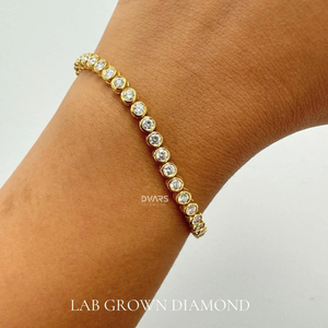 Lab Grown 2.5 Carat Tennis Bracelet Brilliant Cut Diamond 14K <b>Solid</b> <b>Gold</b> Bezel Set Stackable Luxury Unisex Butterfly Shape - Product Image 3