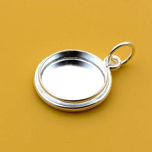 Souvenir 925 argent Sterling lunette vierge pendentif rond 8mm réglage pour Cabochon pierre résine lait maternel bijoux fournitures de bricolage - Product Image 2