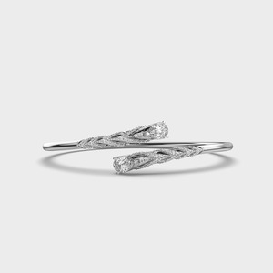Vintage Lab Grown Diamond Pear-Cut Leaf Design Open Cuff Bangle <b>Bracelet</b> in 14KT White/Rose/Yellow Gold Rhodium Plated - Product Image 3