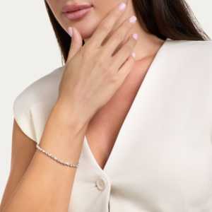 Pulsera de tenis de oro blanco de 14 quilates con diamantes cultivados en laboratorio, corte ovalado, color DEF, claridad VVS VS, 11 gramos, venta al por mayor, OEM, lista para exportación - Product Image 1