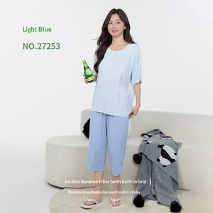 Pijamas de Fibra de Bambú Hechos a Medida para Mujer, Cómodos, Estilo Veraniego Simple, con Relleno en el Sujetador, 190g de Peso, Antibacterianos Naturales, ODM Cherry - Product Image 2