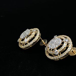 Boucles d'oreilles en diamant Spirale Galaxie |   Boucles d'oreilles clous en or jaune 14 carats avec halo de diamants, diamants naturels authentiques, bijoux de luxe, cadeau - Product Image 2