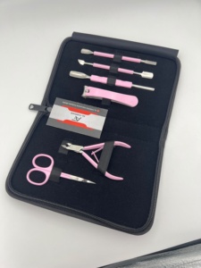 Private Logo Solid Stainless Steel Manicure <b>Pedicure</b> <b>Tools</b> Kit Pink Color Nail Cutter Clipper Nipper Pusher Scissors with Pouch - Product Image 6