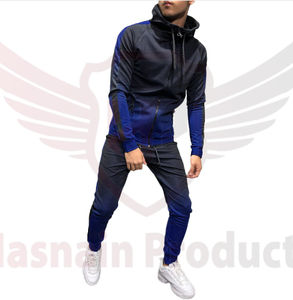 Survêtement chaud à fermeture éclair complète pour hommes, tenues de sport en coton à séchage rapide avec logo personnalisé, survêtement 2 pièces d'été - Product Image 3