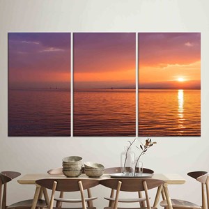 Sunset Ocean View <b>Printed</b> Canvas Artwork: <b>Seaside</b> Wall Decor,SET OF 3 CANVAS - Product Image 1