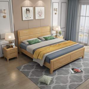 High Quality Wooden Bedroom <b>Beds</b> Bedside Storage Scandinavian Natural Solid Wood <b>Platform</b> <b>Bed</b>, Simple & Elegant Design - Product Image 3