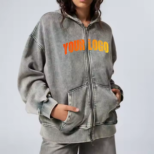 Sweat à capuche zippé unisexe coupe classique, personnalisable en gros, 100% coton molletonné/éponge française, séchage rapide - Product Image 2