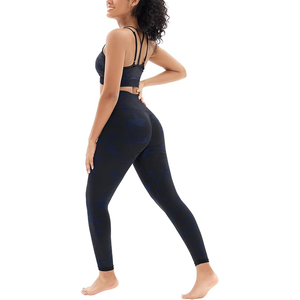 ชุดโยคะของผู้หญิงกางเกงเลกกิ้งผ้ายืดพร้อมโลโก้ขนาดใหญ่พิเศษแบบแห้งเร็วสั่งผลิตได้ตามต้องการ - Product Image 4