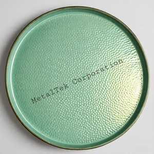 Plateau de service antique rond gravé en acier inoxydable thaal élégant durable polyvalent salle à manger ou décor idéal cadeau de mariage à la maison - Product Image 4