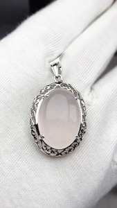 Pendentif pour femme en argent sterling 925 avec pierre précieuse en quartz rose naturel Qualité AAA Design unique Occasion de fête - Product Image 6