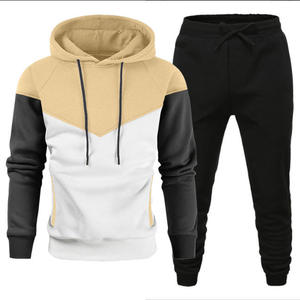 Survêtement de sport de haute qualité grande taille avec logo personnalisé, patchwork pour hommes, sweat à capuche surdimensionné, survêtement tricoté décontracté d'hiver pour hommes - Product Image 3