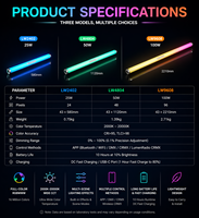 Barre lumineuse LED 24 pixels 25W CRI>95 IP65 APP DMX CRMX pour éclairage extérieur, scène et architectural