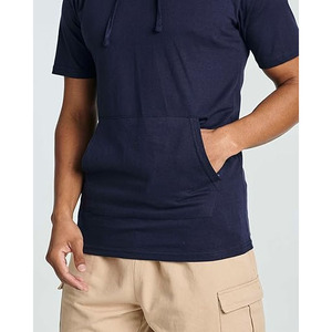 Men's Winter Hooded Fleece Anti-Wrinkle <b>Short</b> <b>Sleeve</b> Sweatshirt Solid Color Cotton Knitted Casual Pullover Drawstring Hood - Product Image 4