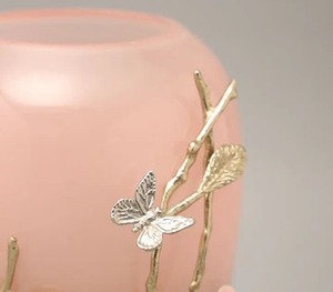 Luxueux joli vase à fleurs florales rose Pièce décorative de designer unique parfaite pour les fleurs artificielles et les intérieurs - Product Image 3