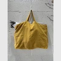 Belle taille personnalisée 60*60 cm 100% sacs à provisions fourre-tout en lin sacs à bandoulière pliables réutilisables avec motif rayé quantité minimale de commande bas