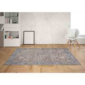 Floral Moroccan Chenille <b>Rug</b>: <b>Navy</b> <b>Blue</b> Accent <b>Rug</b>,With Pile Soft <b>Rug</b> - Product Image 4