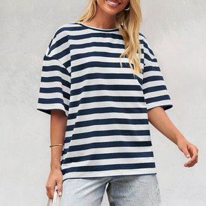 Verano Casual algodón nuevo diseño camisetas mujeres venta al por mayor verano desgaste transpirable nueva moda forrado diseño algodón camisetas mujeres - Product Image 5