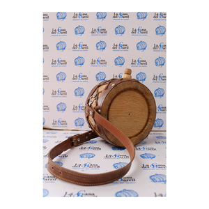 Barril de vino y cerveza de ánfora de madera de roble Premium con forro de cuero elegante Barra de hogar tambor de almacenamiento de bebidas/cubo/barril - Product Image 1