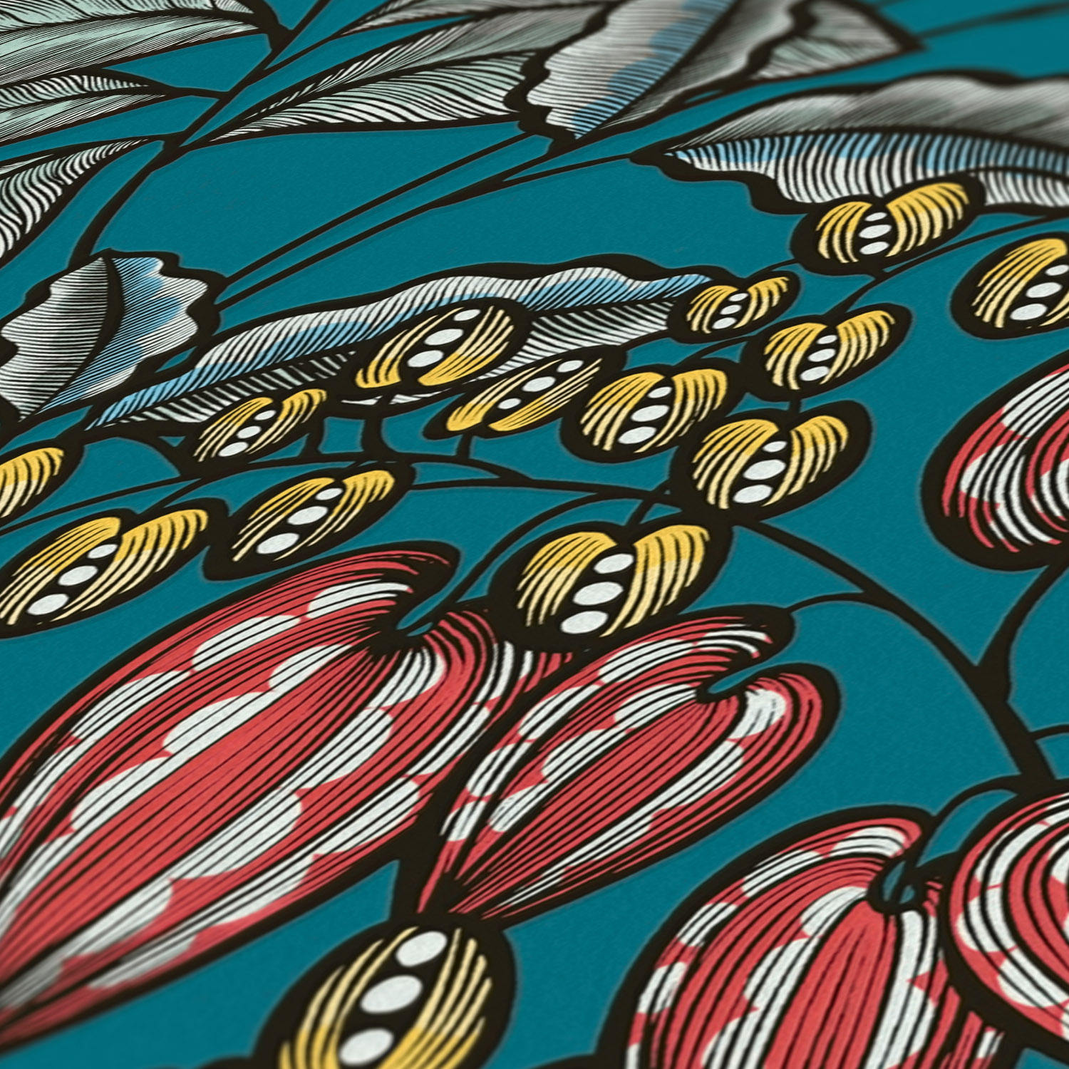 สีฟ้าครามสีเหลืองสีแดงสีดำ