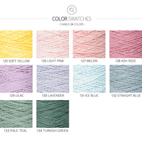 Fil à tricoter doux en coton Chablis (60g) ton pastel, haute qualité, Corée du Sud