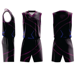 Ensemble de maillots de basket-ball unisexe de haute qualité, impression numérique, personnalisable, hauts et shorts de sport respirants, grandes tailles - Product Image 2