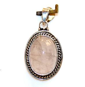 Colgante Unisex de Plata de Ley 925 de grado superior, chapado en rodio, Cuarzo Rosa, piedra de cristal curativa, patrón de gota budista, regalo - Product Image 4