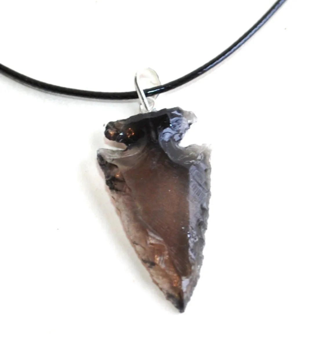 Quality Assured Natural Gemstone Black Obsidian Arrowhead Necklace Stone Craft Arrowhead Pendent Necklace Supply