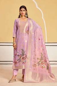 Conjunto Kurti para Mujer, Conjunto Kurti de Seda Banarasi, Conjunto Kurti con Pantalón para Mujer, Conjunto Kurti Plazzo con Dupatta, Conjunto Kurti para Mujer - Product Image 6