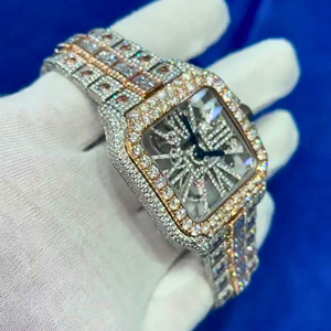 Nuevo Reloj Mecánico Automático Completamente Engastado con Moissanita Cultivada en Laboratorio, Resistente al Agua, con Esfera de Cristal Analógica, de Acero Inoxidable, Regalo Empresarial - Product Image 6