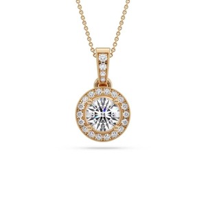 Colgante de Diamante Redondo Brillante con Halo Simple, Diamante Cultivado en Laboratorio de 0.50 Ct en Platino, para Uso Diario, Regalo - Product Image 2