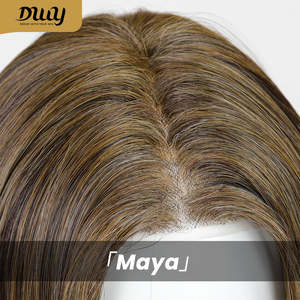 Peluca Sintética Larga y Lisa Maya-DWY con Balayage, Parte Libre, Frente de Encaje en Color Marrón Claro - Product Image 5
