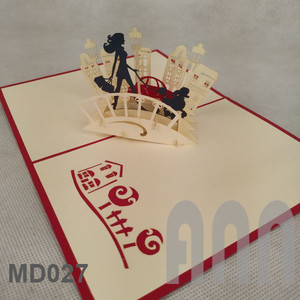 Cô Gái Đi Bộ Chó 3D pop-up thiệp chúc mừng handmade giấy lưu niệm cho em bé tắm Ngày Valentine ngày của mẹ Ngày của Cha - Product Image 3