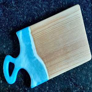Resin chopping <b>board</b> handmade with glossy ocean river pattern crafted from acacia wood ideal for serving cheese and fruits - Product Image 5