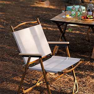 كرسي صيد قابل للطي للاستخدام الخارجي والتخييم والنزهات، مصنوع من أنابيب الصلب والخشب، محمول وسهل الحمل مع طاولة للبيع بالجملة - Product Image 4