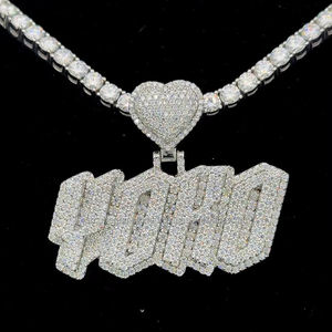 Personalizado Iced Moissanite nombre colgante 3D 925 plata esterlina VVS diamante Hip Hop letra enlace cadena hombres fiesta joyería - Product Image 1