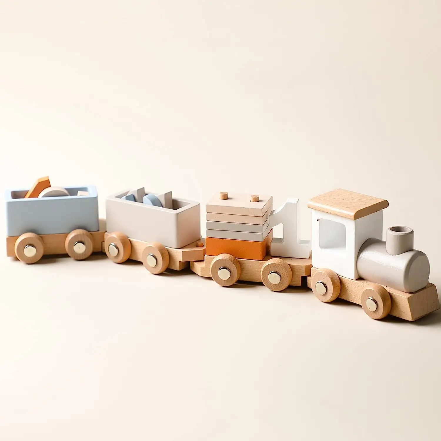 Изготовленные На Заказ высококачественные красочные деревянные игрушки ручной работы набор поездов с цифрами и блоками Montesori детские игрушки