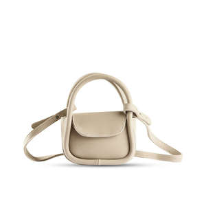 Beige Faux Leather Shoulder <b>Bag</b> Structured Handbag with Flap Closure, Top Handle & Adjustable Strap, Elegant <b>Crossbody</b> Purse - Product Image 1