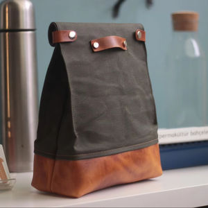 Sac à déjeuner en toile et cuir de haute qualité, isotherme, durable, portable, multifonctionnel, pour le bureau, les voyages, 2 personnes - Product Image 1