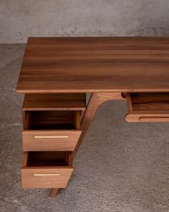 Escritorio de Oficina Moderno de Madera de Nogal, Mesa de Escritura Ejecutiva con Cajones para Oficina en Casa - Product Image 2