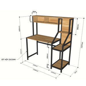 Rubberwood PC <b>Desk</b> with Bookshelf & <b>Drawer</b> for Bedroom Simple Design COD68036 - Product Image 6