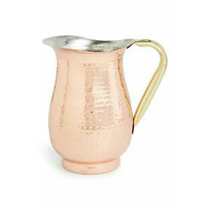 Pichet à eau et à bière en cuivre martelé, finition antique, qualité supérieure, fabriqué en Inde, directement de l'usine. - Product Image 1