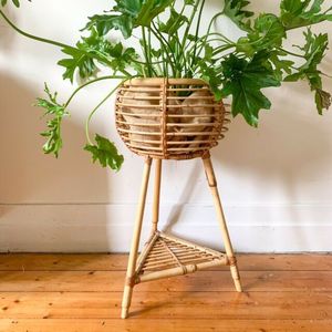 Garden Decor Rattan Planters with Iron <b>Stand</b> Natural Rattan Planter with Large Floor Standing <b>Black</b> <b>Stand</b> in Low Price - Product Image 6