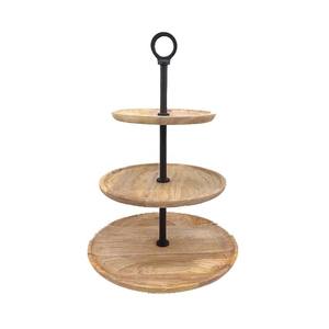 Soporte de pastel de madera de acacia Soporte de pastel de forma redonda Soporte de pastel de 2 niveles Bandeja de servicio Mesa para restaurantes Hecho a mano a granel - Product Image 5